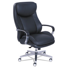 La-Z-Boy® Commercial 2000 Big/Tall Executive Chair, Supports Up to 400 lb, 20.5" to 23.5" Seat Height, Black Seat/Back, Silver Base