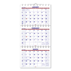 AT-A-GLANCE® Move-A-Page Three-Month Wall Calendar, 12 x 27, White/Red/Blue Sheets,