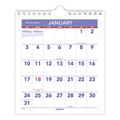 AT-A-GLANCE® Mini Monthly Wall Calendar with Fold-Out Easel, 7 x 8, White Sheets