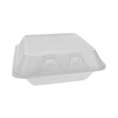 Pactiv Evergreen SmartLock Foam Hinged Lid Container, Medium, 3-Compartment, 8 x 8.5 x 3, White, 150/Carton