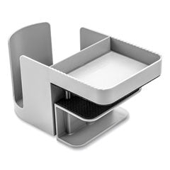 deflecto® Standing Desk Cup Holder Organizer, Two Sections, 3.94 x 7.04 x 3.54, Gray