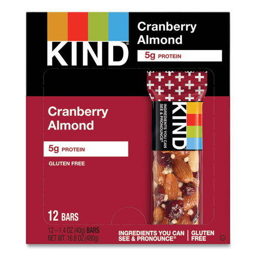 KIND Plus Nutrition Boost Bar, Cranberry Almond and Antioxidants, 1.4 oz, 12/Box