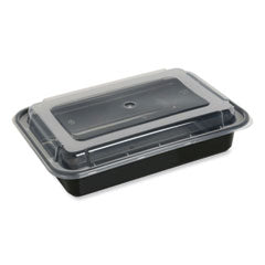 GEN Microwavable Food Container with Lid, Rectangular, 38 oz, 8.81 x 6.02 x 2.48, Black/Clear, Plastic, 150/Carton